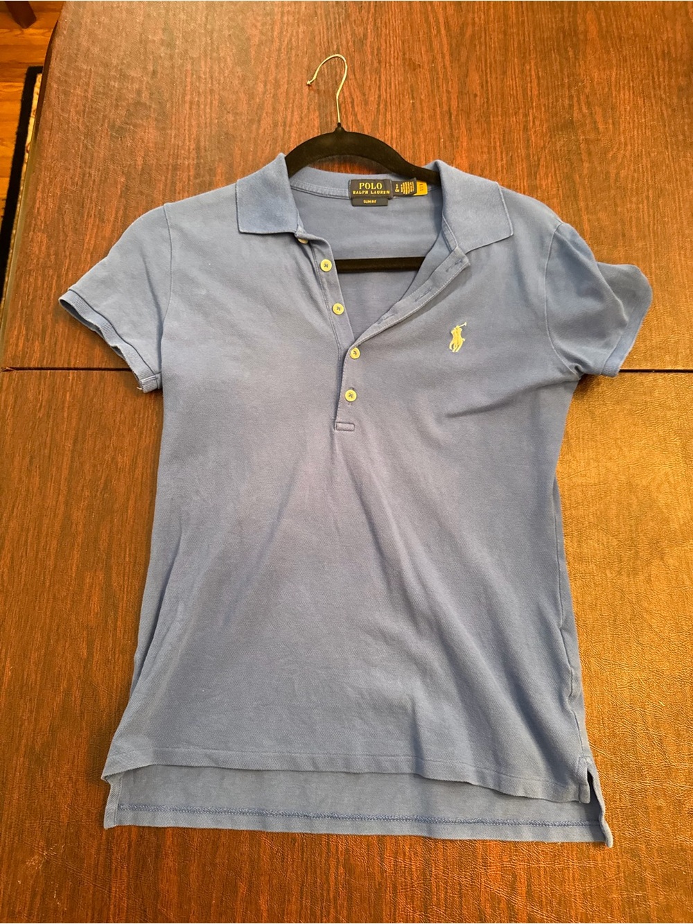Ralph Lauren Light Blue Women's Short-Sleeve Polo with Yellow Pony